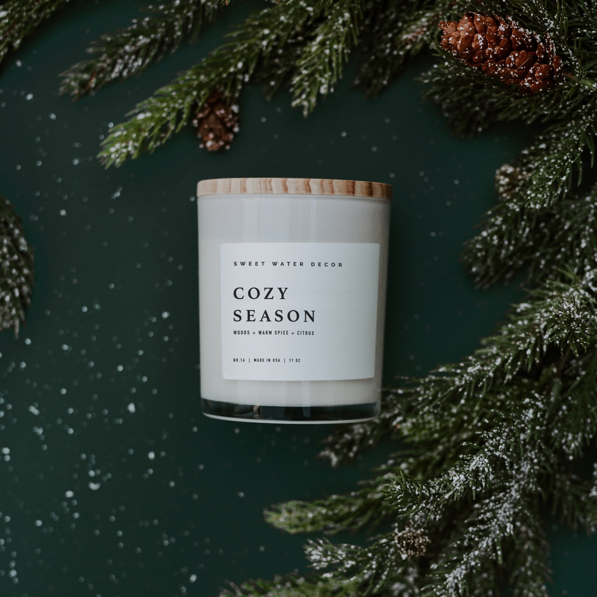 Cozy Season Soy Candle - White Jar - 11 oz White Cliff Studio Candles and Candle Accessories