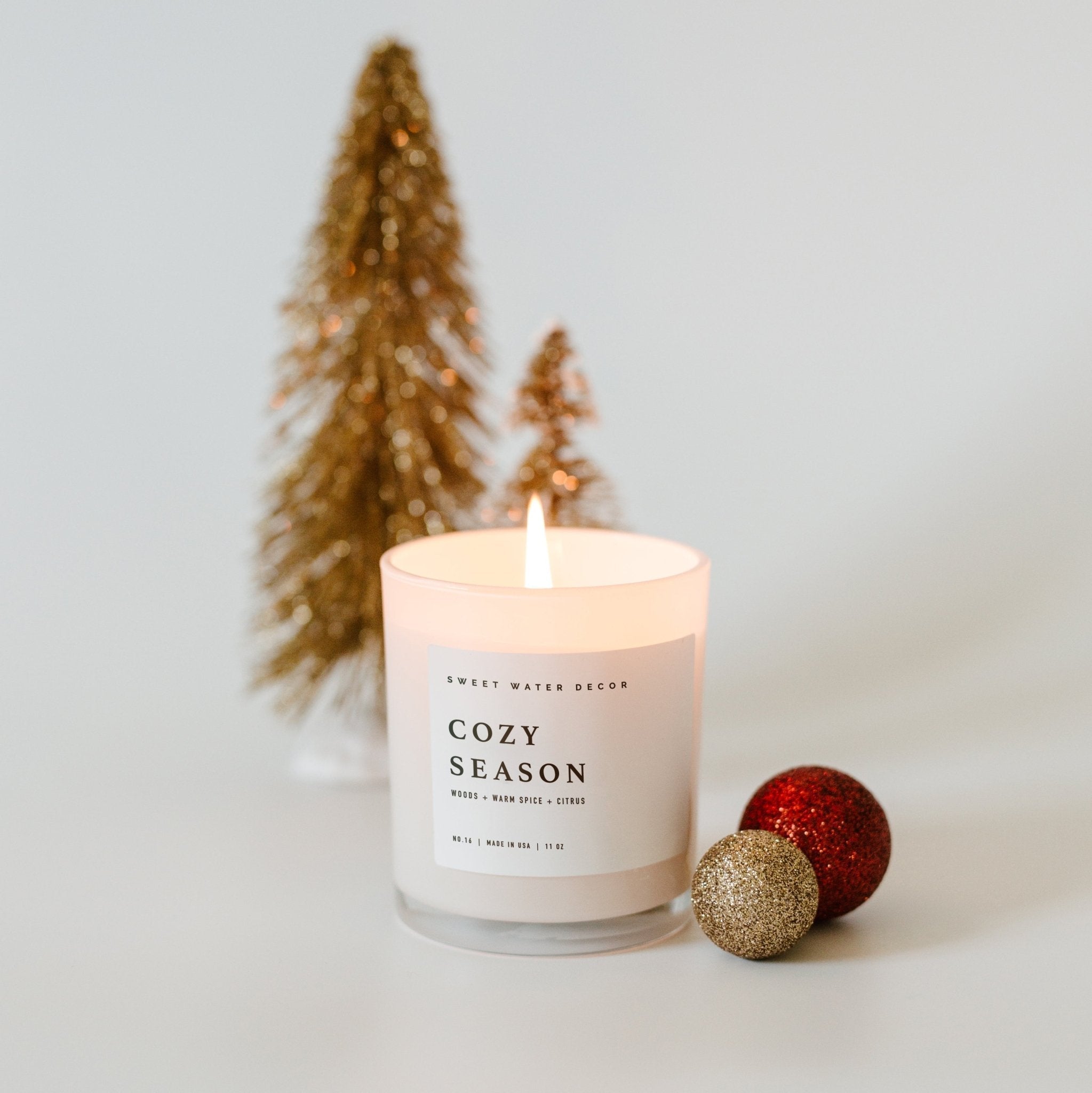 Cozy Season Soy Candle - White Jar - 11 oz White Cliff Studio Candles and Candle Accessories