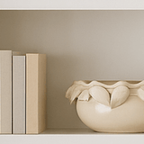 Cream Stoneware Bowl with Lemons – Decorative Accent
