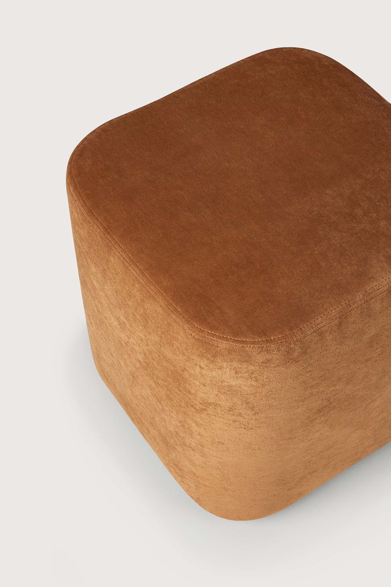 Cube pouf - Cinnamon fabric White Cliff Studio Ottoman