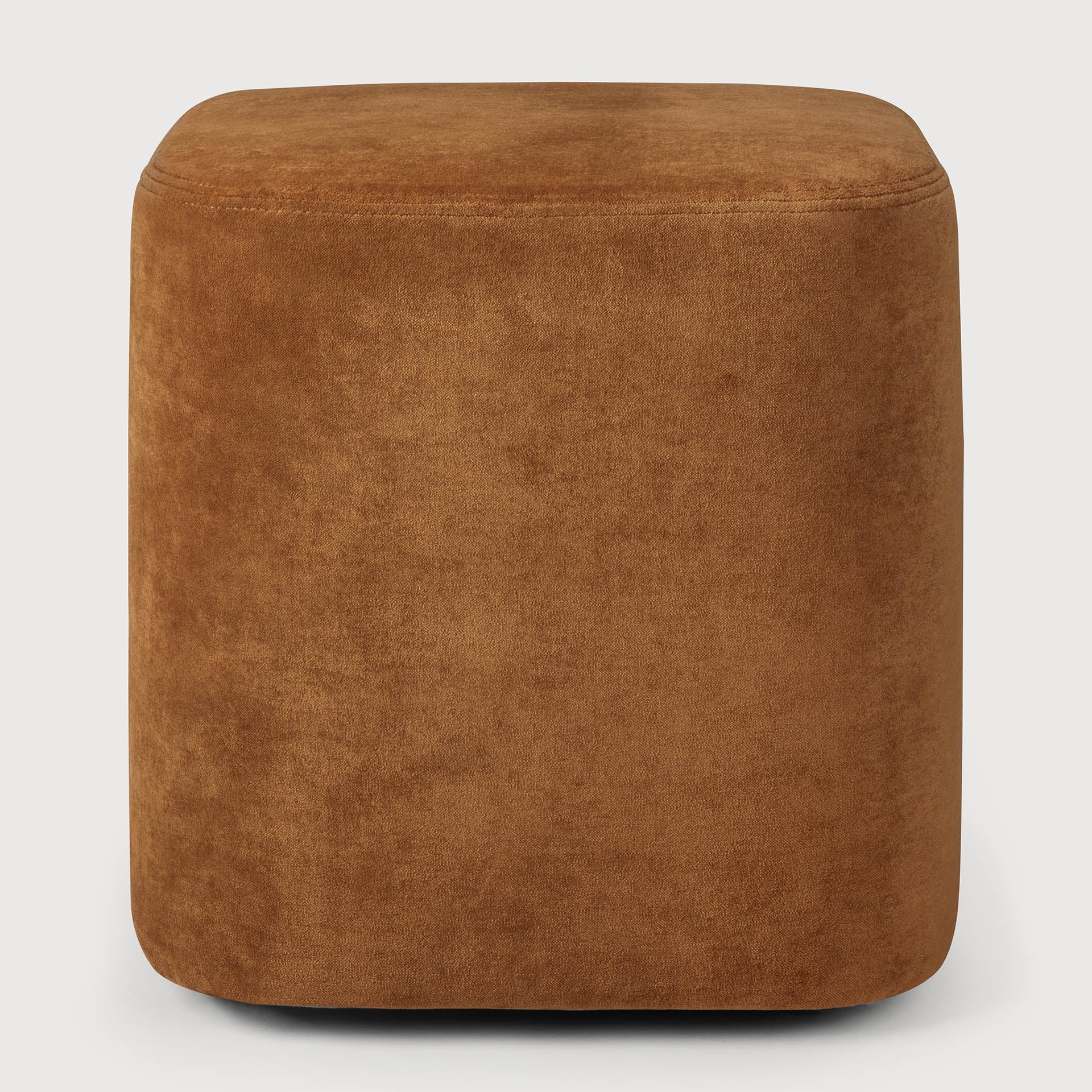 Cube pouf - Cinnamon fabric White Cliff Studio Ottoman