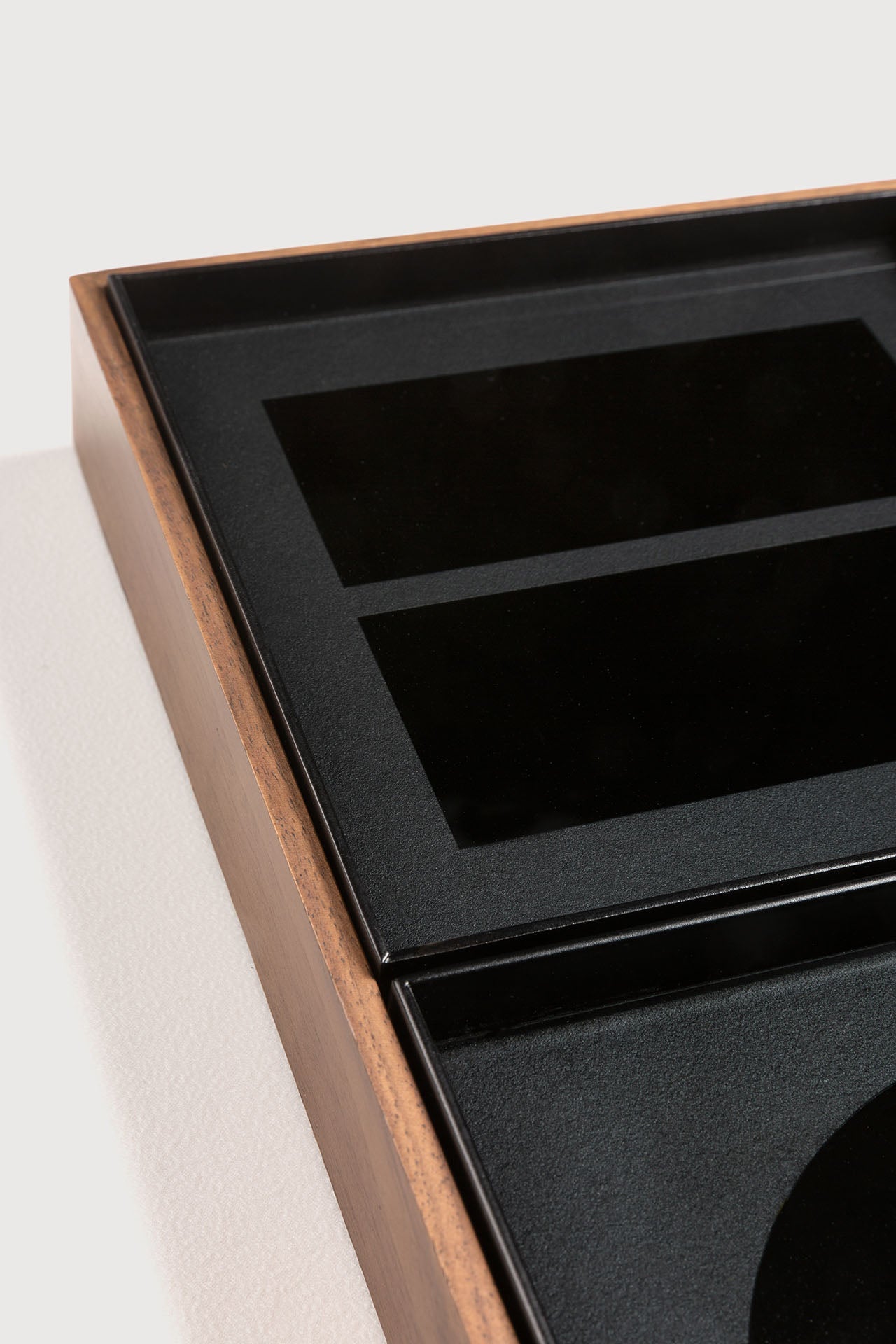 Desk organiser set - glass - walnut holder White Cliff Studio Desk Organizer