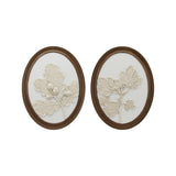 Oval Framed Plaster Leaf Wall Decor, Set of 2