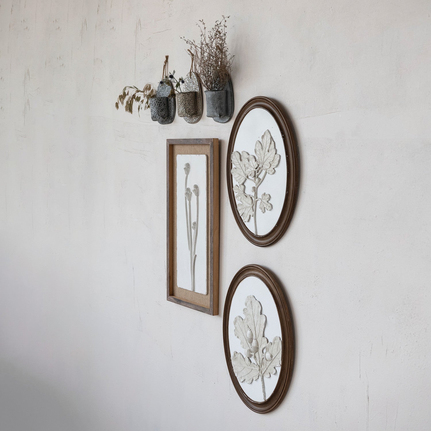 Oval Framed Plaster Leaf Wall Decor, Set of 2 - view 3