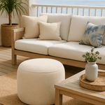 Donut Indoor / Outdoor Pouf Footstool, Natural White Cliff Studio Outdoor Ottomans