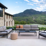 Donut outdoor pouf - Marsala check fabric White Cliff Studio Outdoor Ottoman