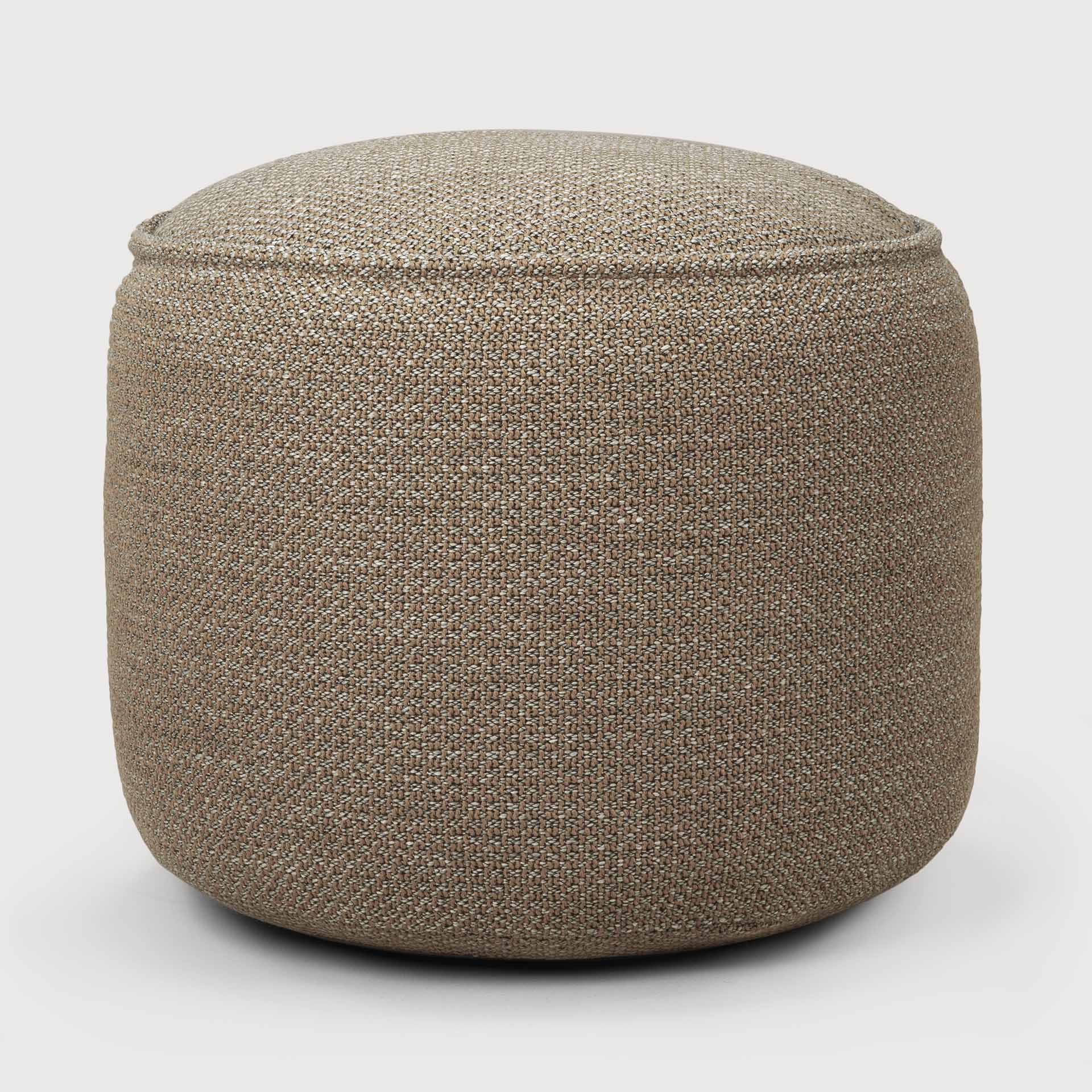 Donut outdoor pouf - Mocha check fabric White Cliff Studio Outdoor Ottoman