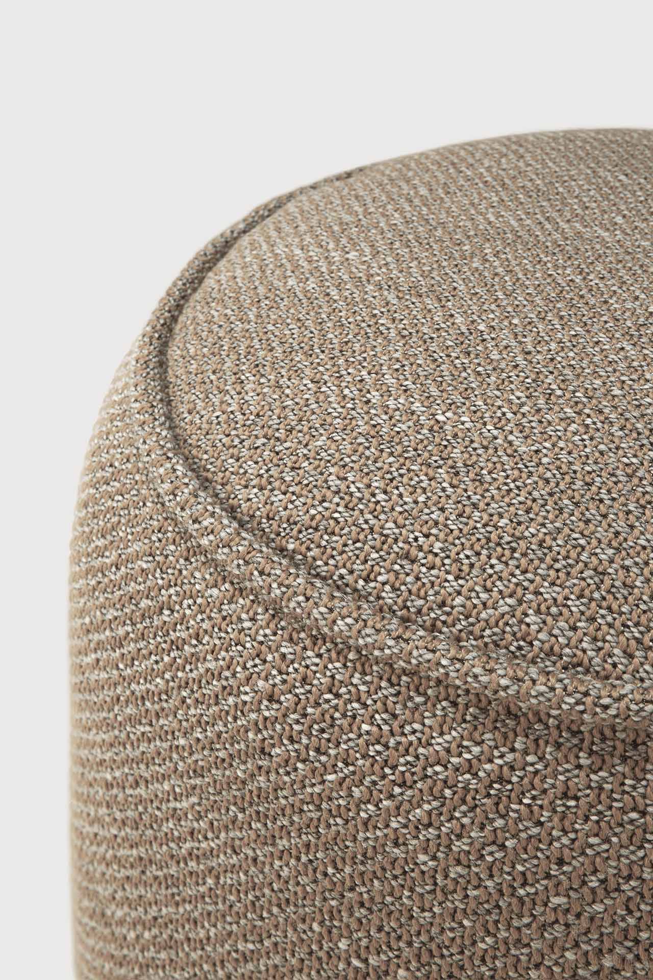 Donut outdoor pouf - Mocha check fabric White Cliff Studio Outdoor Ottoman