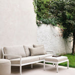 Donut outdoor pouf - Natural check fabric White Cliff Studio Outdoor Ottoman