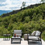 Donut outdoor pouf - Natural check fabric White Cliff Studio Outdoor Ottoman