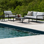 Donut outdoor pouf - Natural check fabric White Cliff Studio Outdoor Ottoman