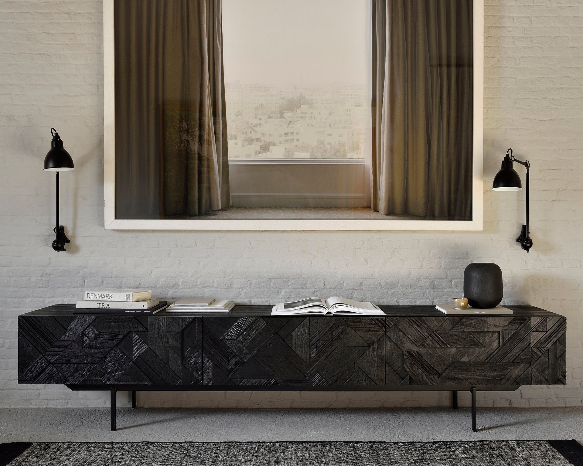 Dots kilim rug - Black White Cliff Studio Rugs