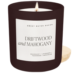 Driftwood and Mahogany Soy Candle - Brown Matte Jar - 15 oz White Cliff Studio Candles and Candle Accessories
