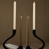 Ebony Muted Black Aluminum Candelabra - Modern Curved Taper Candle Holder