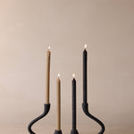 Ebony Muted Black Aluminum Candelabra - Modern Curved Taper Candle Holder