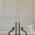Ebony Muted Black Aluminum Candelabra - Modern Curved Taper Candle Holder