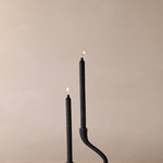 Ebony Muted Black Aluminum Candelabra - Modern Curved Taper Candle Holder