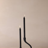 Ebony Muted Black Aluminum Candelabra - Modern Curved Taper Candle Holder