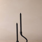 Ebony Muted Black Aluminum Candelabra - Modern Curved Taper Candle Holder
