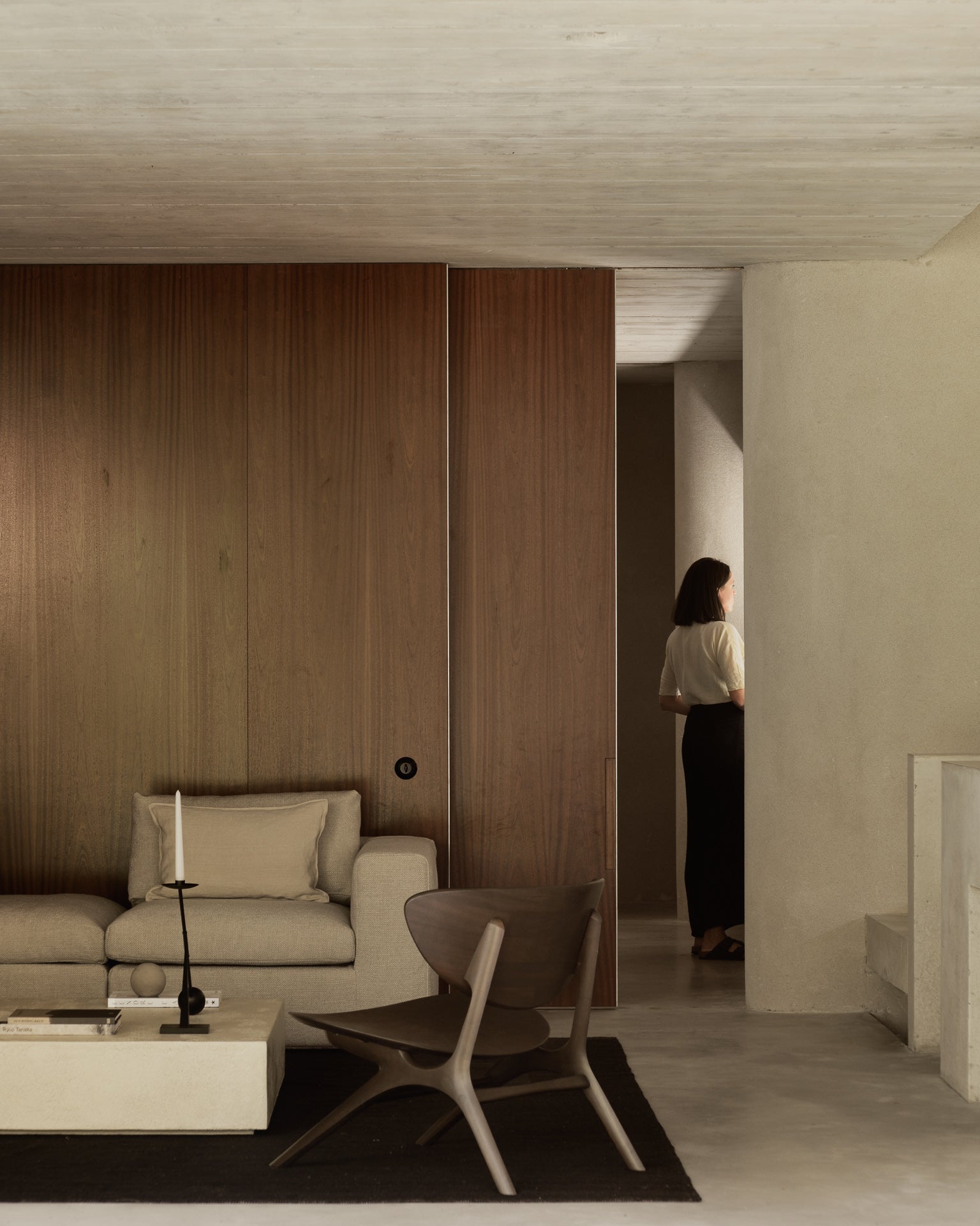 Elements coffee table - varnished Microcement - Off White - rectangular White Cliff Studio COFFEE TABLE