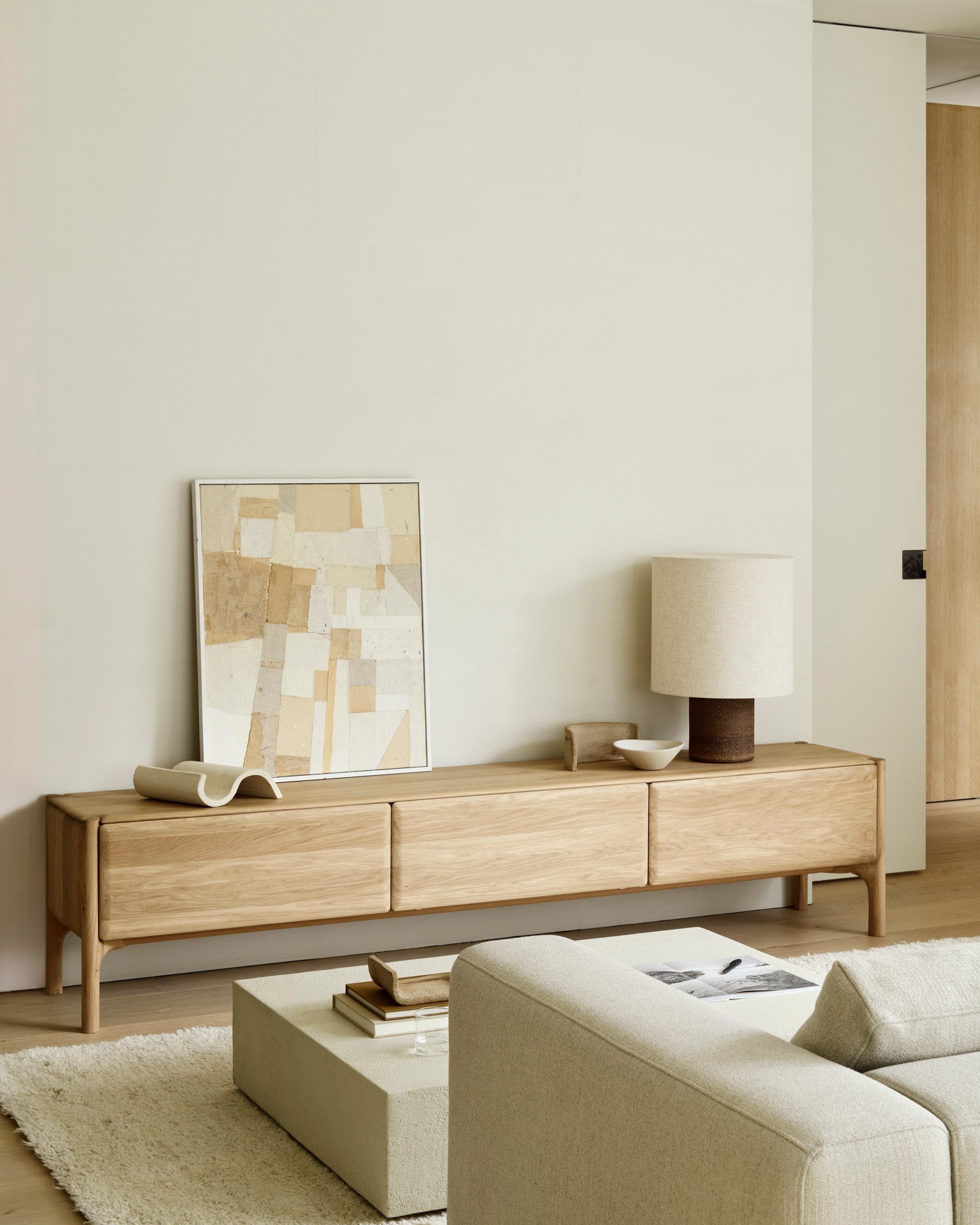 Elements coffee table - varnished Microcement - Off White - rectangular White Cliff Studio COFFEE TABLE