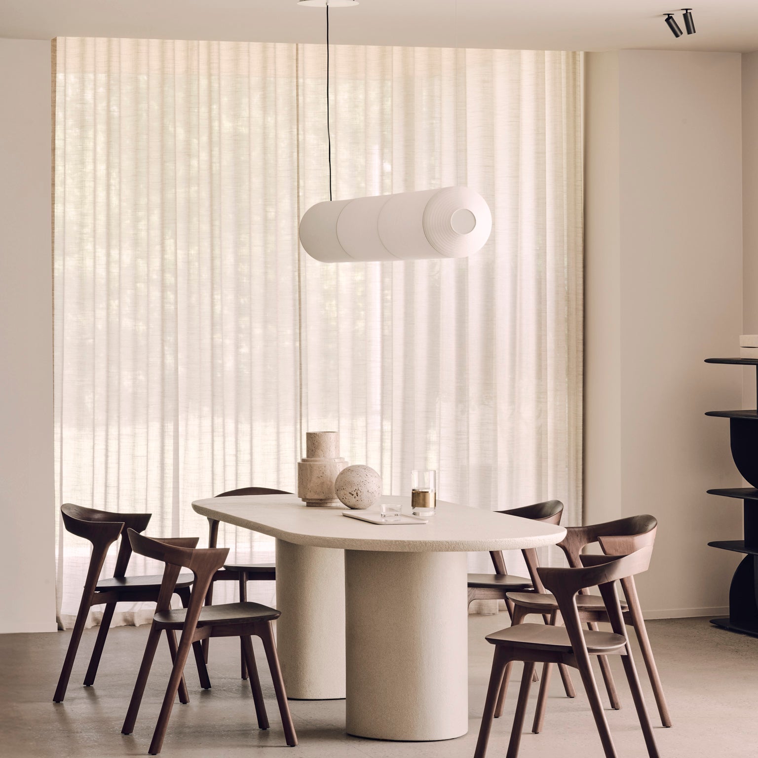 Elements dining table - varnished Microcement - Off White - oblong White Cliff Studio Dining Table