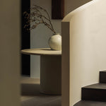 Elements dining table - varnished Microcement - Off White - round White Cliff Studio Dining Table