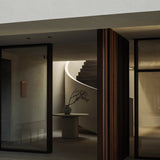 Elements dining table - varnished Microcement - Off White - round White Cliff Studio Dining Table