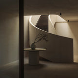 Elements dining table - varnished Microcement - Off White - round White Cliff Studio Dining Table