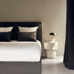 Elements side table - varnished Microcement - Off White - mushroom shape White Cliff Studio Side Table