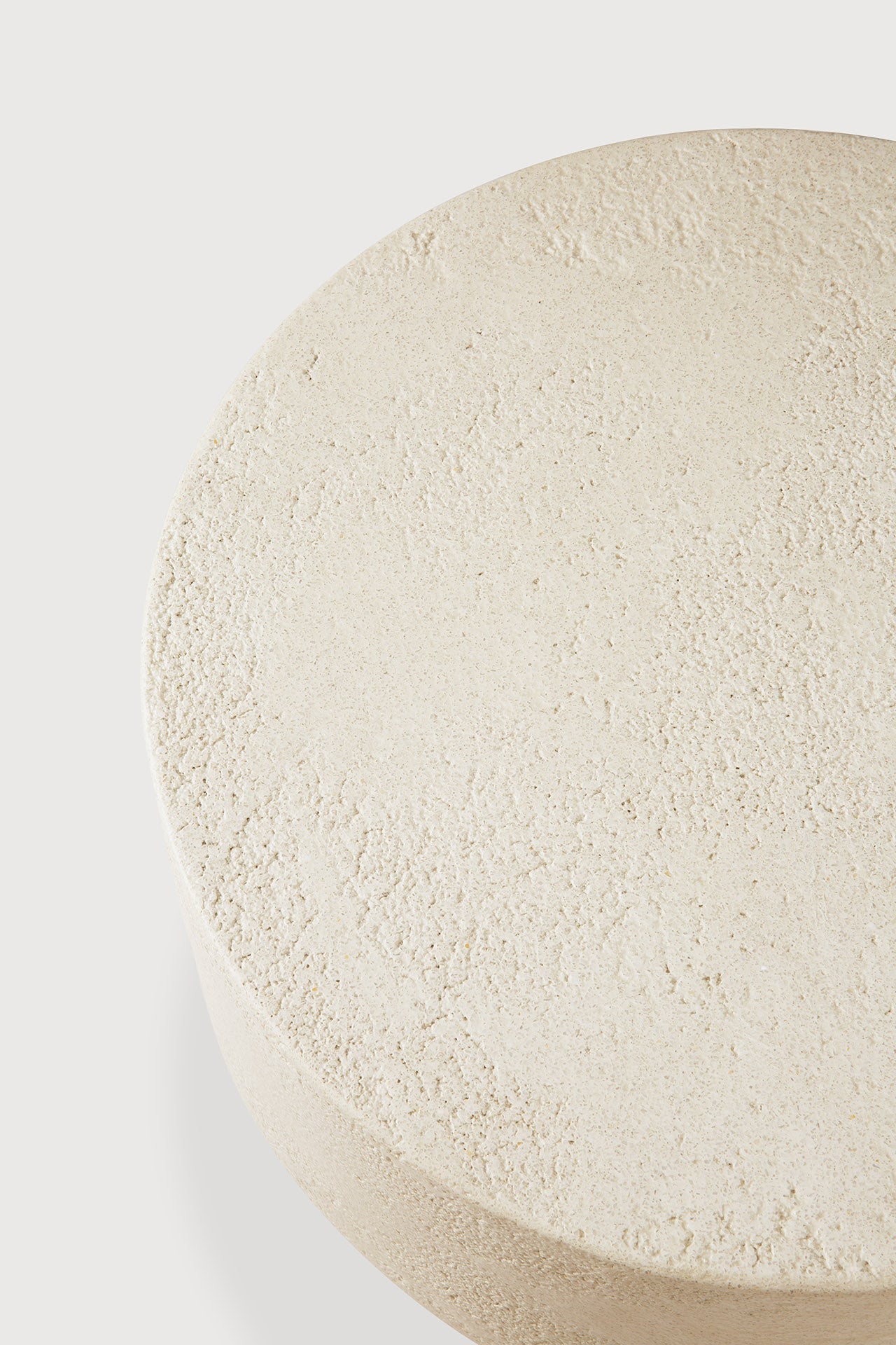 Elements side table - varnished Microcement - Off White - mushroom shape White Cliff Studio Side Table