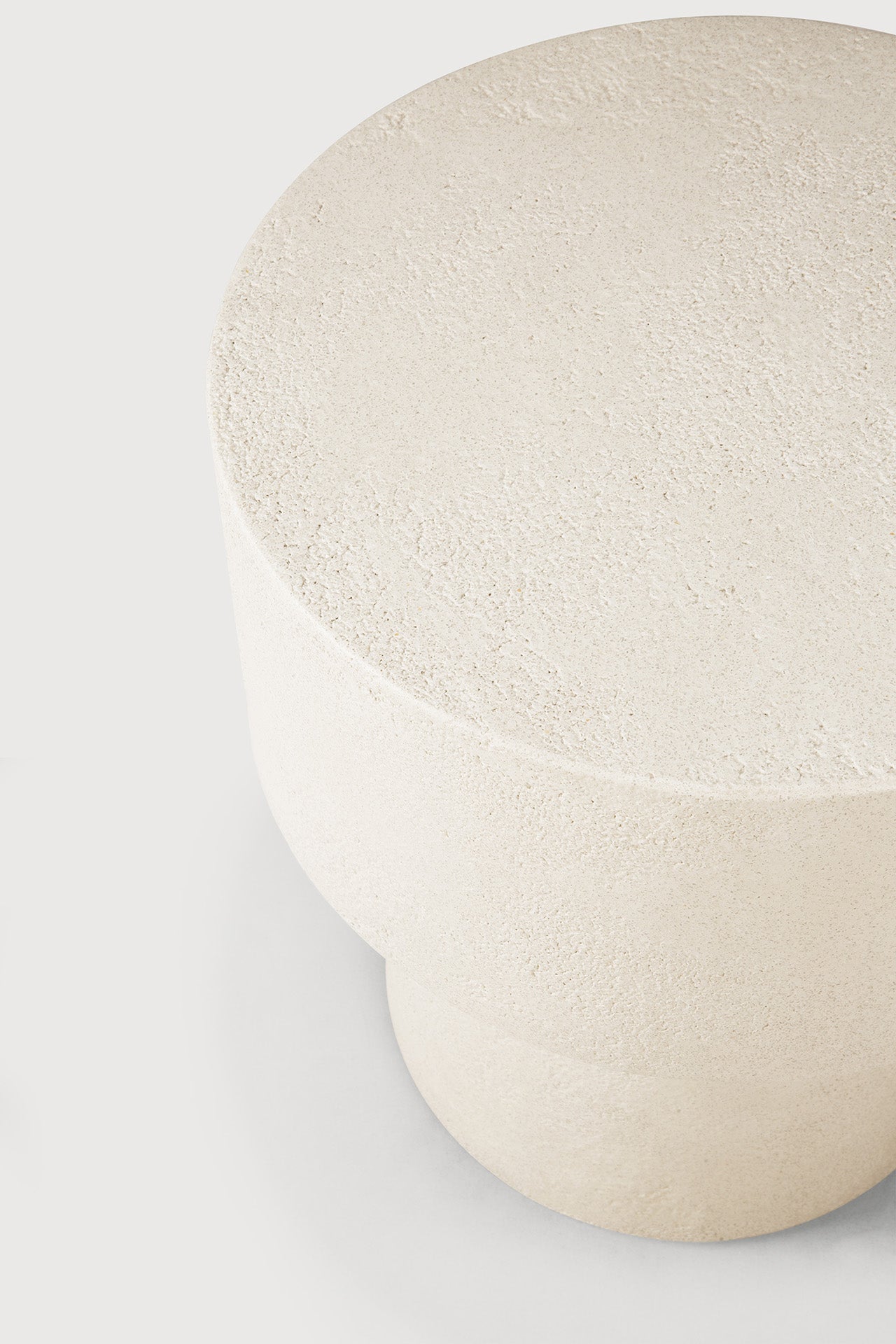 Elements side table - varnished Microcement - Off White - mushroom shape White Cliff Studio Side Table
