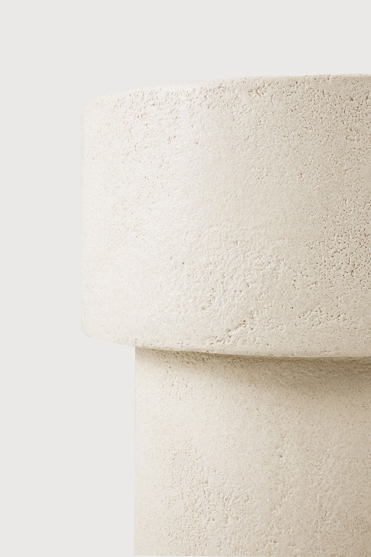 Elements side table - varnished Microcement - Off White - mushroom shape White Cliff Studio Side Table