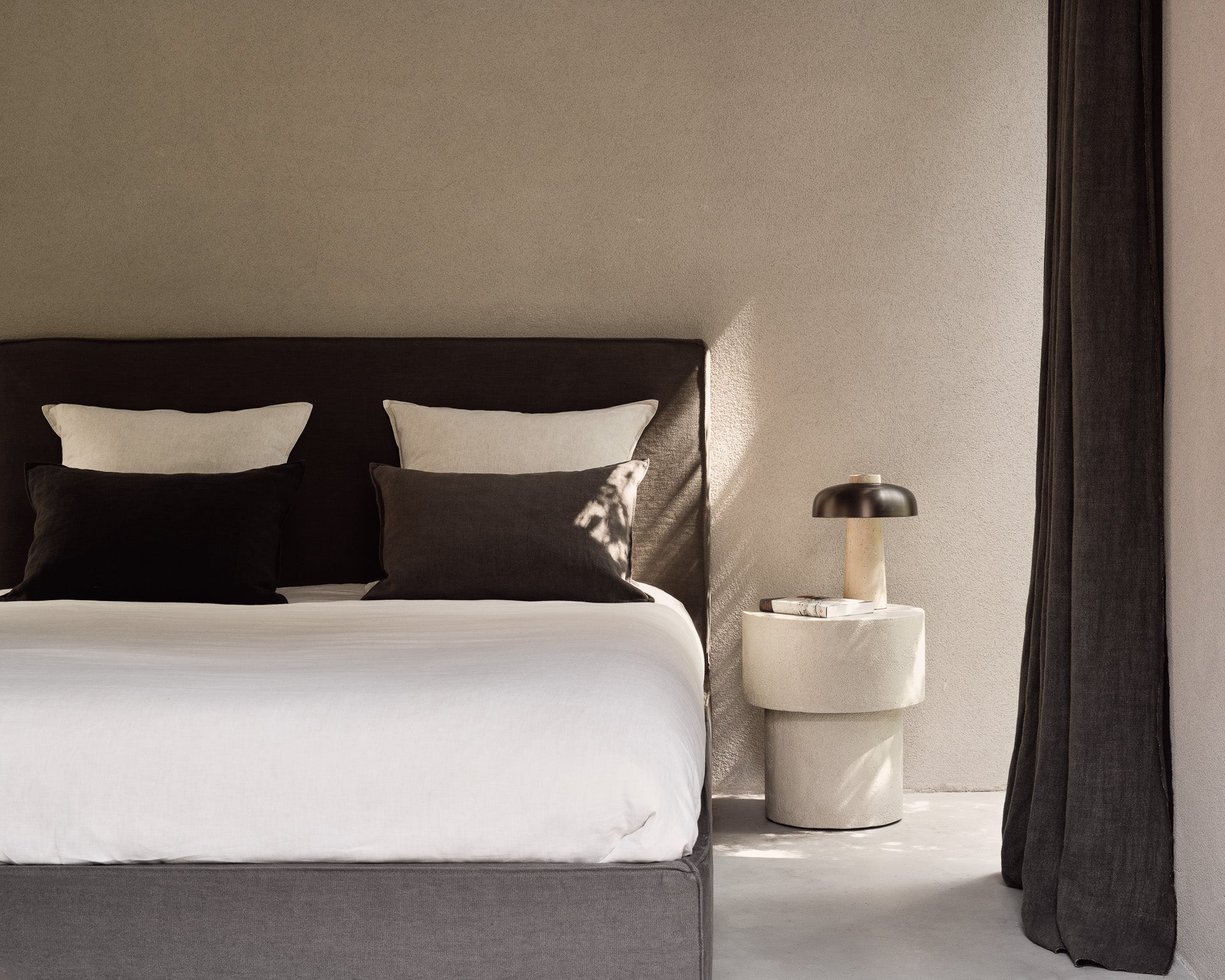 Elements side table - varnished Microcement - Off White - mushroom shape White Cliff Studio Side Table