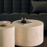Elements side table - varnished Microcement - Off White - round White Cliff Studio Side Table