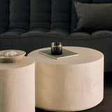 Elements side table - varnished Microcement - Off White - round White Cliff Studio Side Table