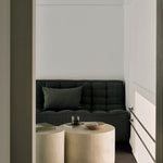 Elements side table - varnished Microcement - Off White - round White Cliff Studio Side Table