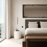 Elements side table - varnished Microcement - Off White - round White Cliff Studio Side Table