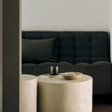 Elements side table - varnished Microcement - Off White - round White Cliff Studio Side Table