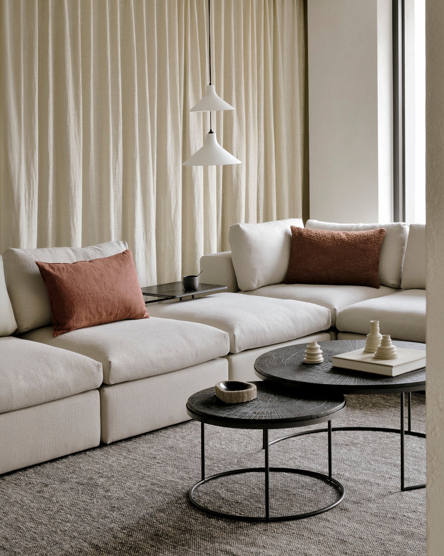 Ellipse side table - varnished Minerals - Umber - rectangular White Cliff Studio Side Table