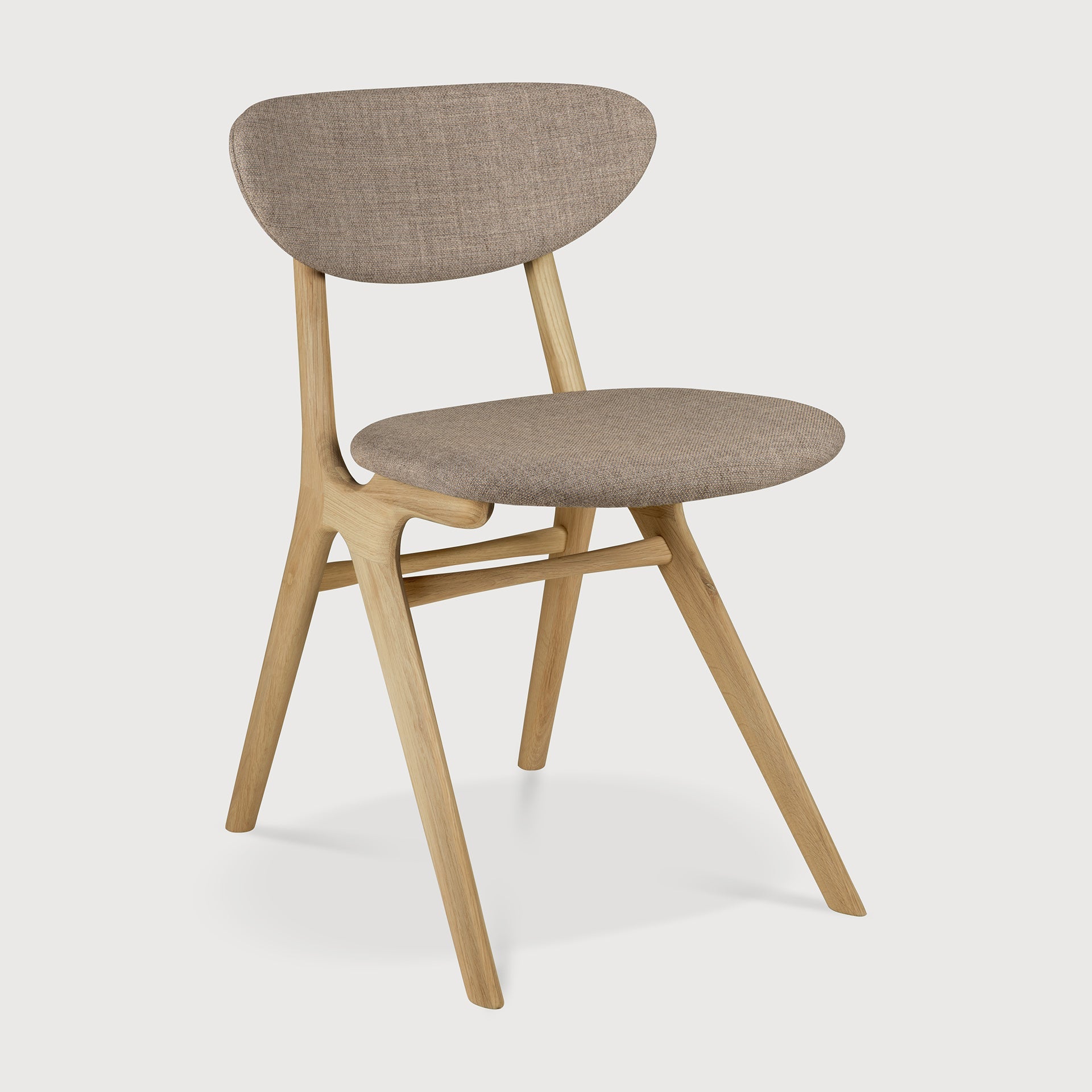 Eye dining chair - varnished oak - Warm Grey fabric - upholstered backrest + seat White Cliff Studio Dining Chair