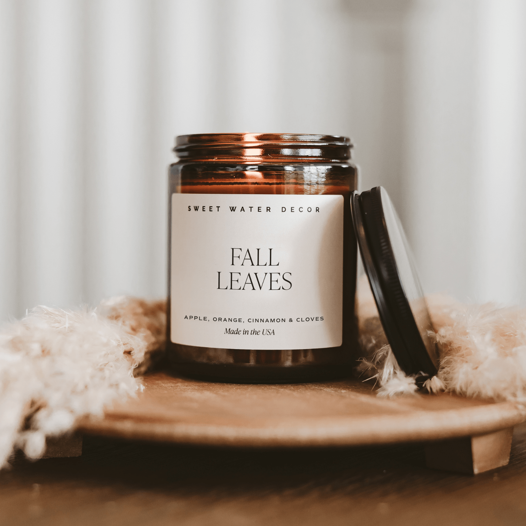 Fall Leaves Soy Candle - Amber Jar - 9 oz White Cliff Studio Candles and Candle Accessories