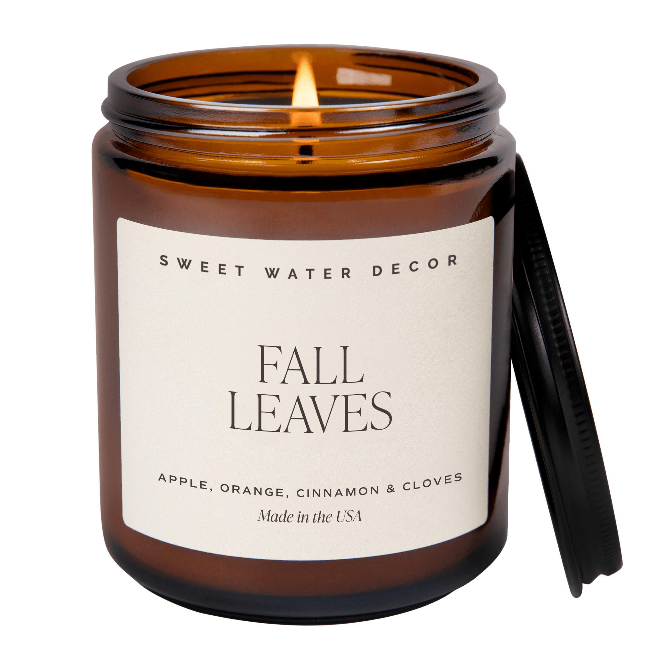 Fall Leaves Soy Candle - Amber Jar - 9 oz White Cliff Studio Candles and Candle Accessories