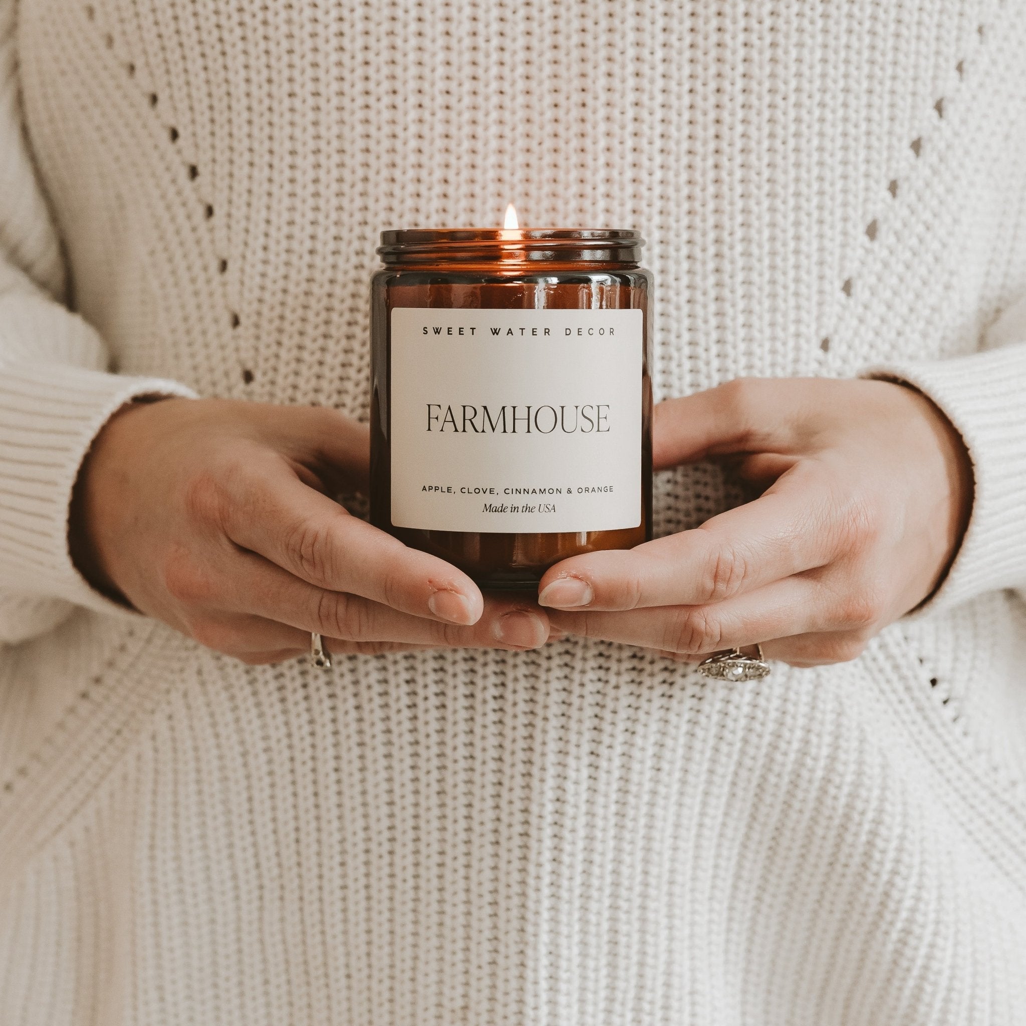 Farmhouse Soy Candle - Amber Jar - 9 oz White Cliff Studio Candles and Candle Accessories