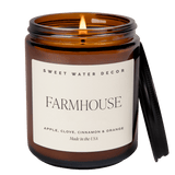 Farmhouse Soy Candle - Amber Jar - 9 oz White Cliff Studio Candles and Candle Accessories