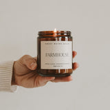 Farmhouse Soy Candle - Amber Jar - 9 oz White Cliff Studio Candles and Candle Accessories