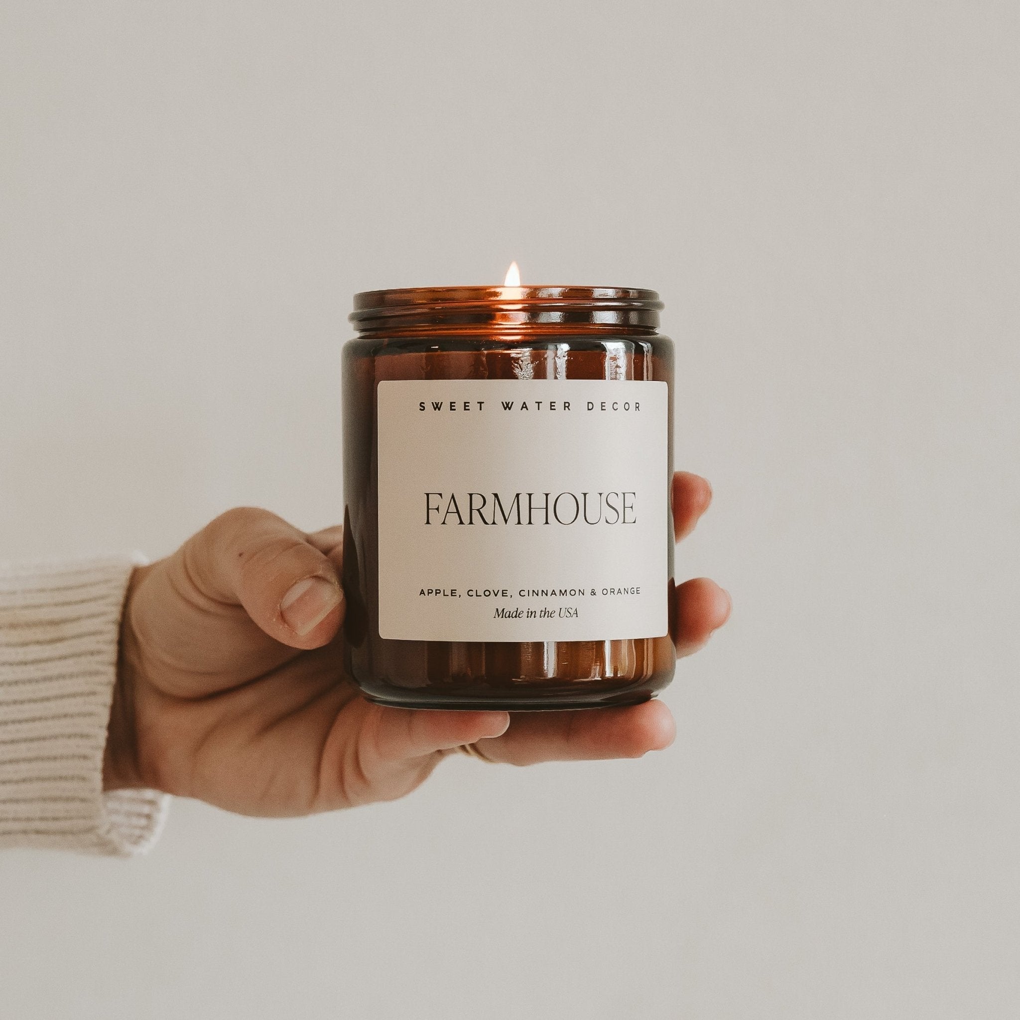 Farmhouse Soy Candle - Amber Jar - 9 oz White Cliff Studio Candles and Candle Accessories