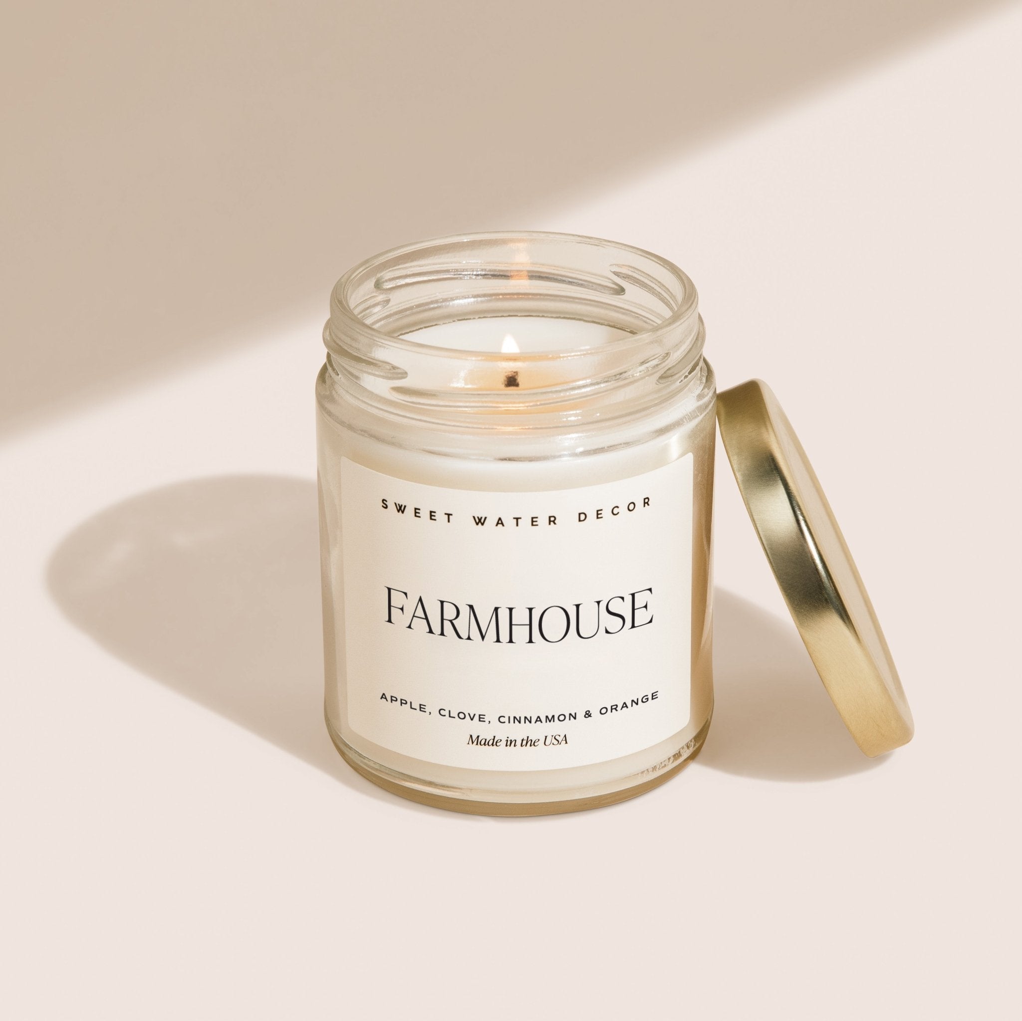 Farmhouse Soy Candle - Clear Jar - 9 oz White Cliff Studio Candles and Candle Accessories