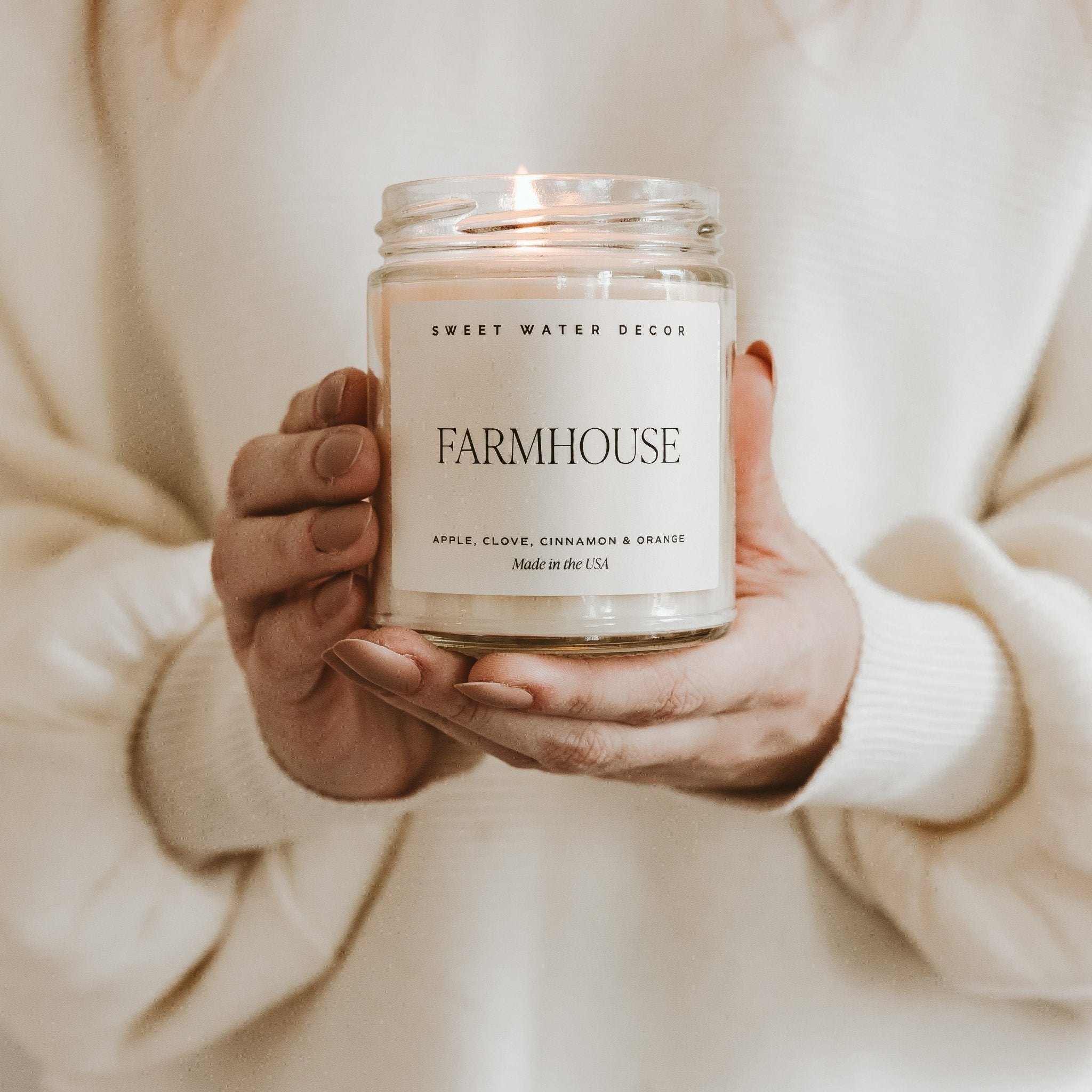 Farmhouse Soy Candle - Clear Jar - 9 oz White Cliff Studio Candles and Candle Accessories