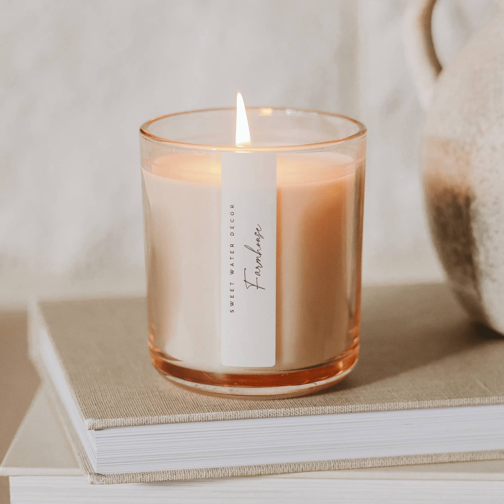 Farmhouse Soy Candle - Tinted Glass Jar - 12 oz White Cliff Studio Candles and Candle Accessories